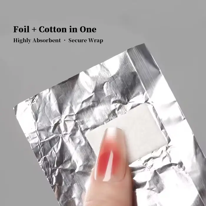 Serviettes démaquillantes pour ongles avec tampons en coton et feuille d'aluminium pour le nail art