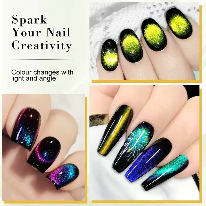 Ensemble de vernis à ongles magnétique œil de chat à paillettes arc-en-ciel