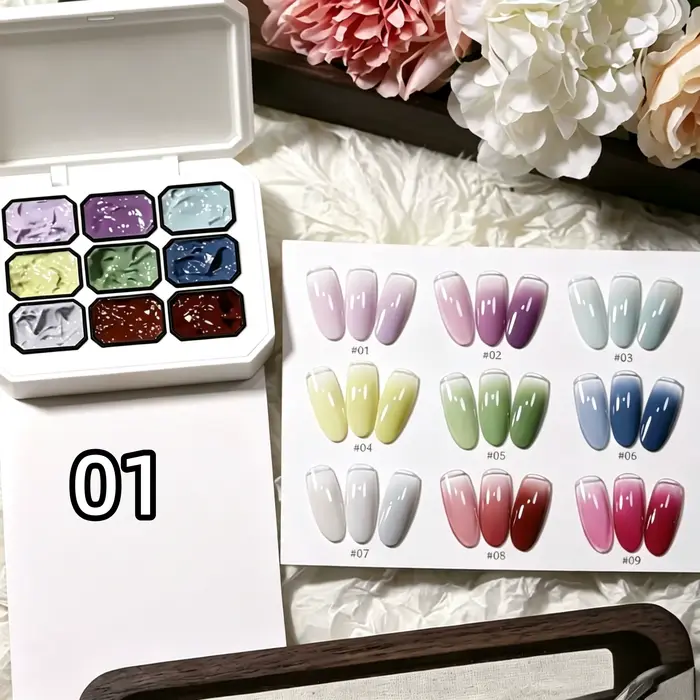 Vernis à ongles solide 9 couleurs, rose, violet, vert, rouge, gel de peinture, vernis à ongles solid
