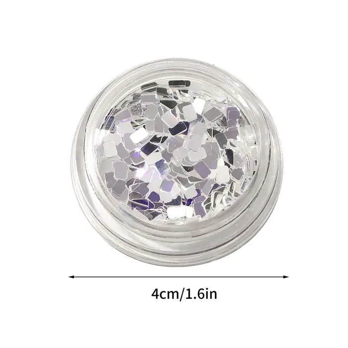 Bijoux à paillettes pour ongles carrés en argent