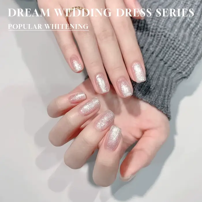 MIANEL 1 pièce 12ML Vernis à ongles gel scintillant blanc effet strobe fin pour l'été et les mariages