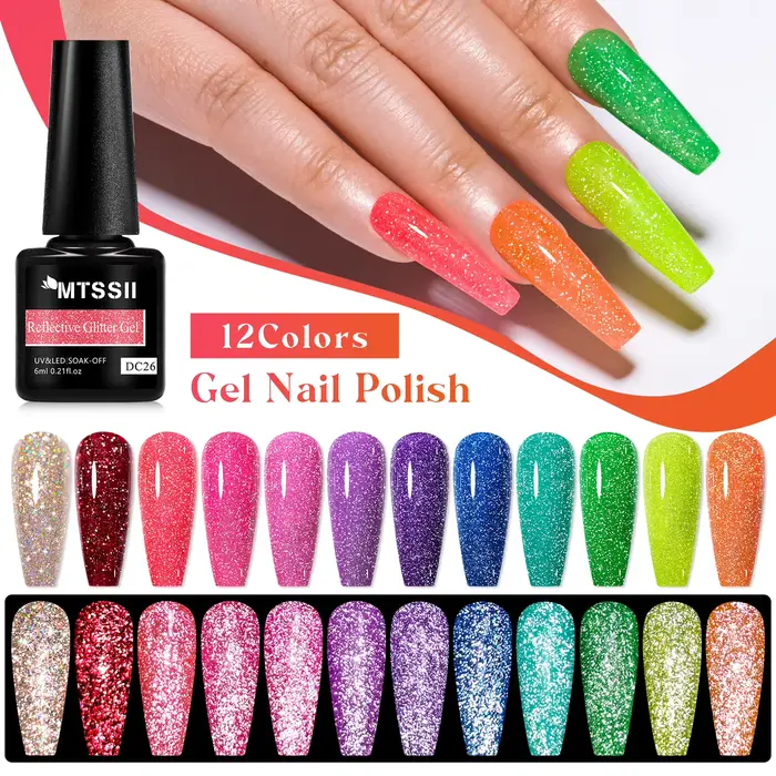 8/12 pièces paillettes Gel vernis à ongles ensemble