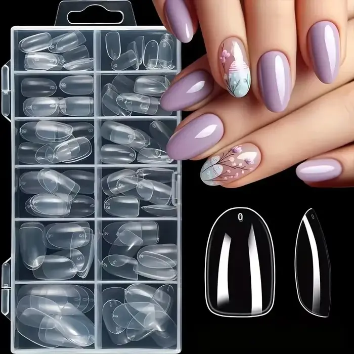 120 pièces d'ongles en boîte de style cercueil/amande/Stiletto/ovale/carré/autres formes transparentes