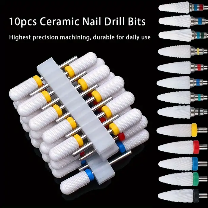 Jeu de forets à ongles en céramique, fraise électrique pour manucure et pédicure, pour Machine à pol