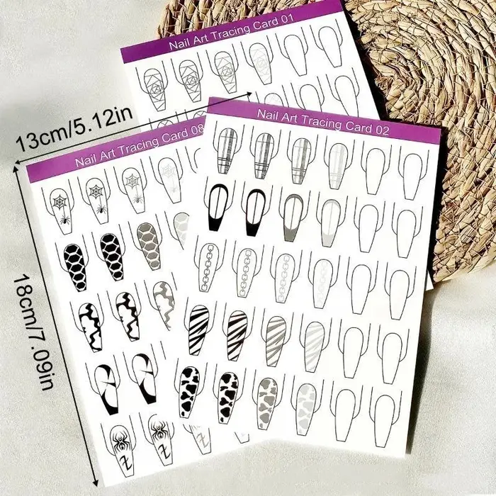 Papier de modèle pour la pratique du nail art, 10 pièces, lignes claires, livre d'apprentissage de la peinture pour les techniciennes en nail art débutantes, utilisation en salon de formation