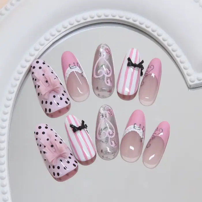 30 faux ongles roses press-on