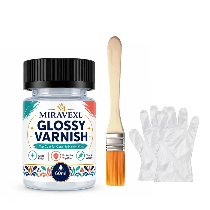 MIRAVEXL Top Coat Scellant Finition Brillante, Vernis Transparent Multi-Surfaces pour Bois, Verre, M