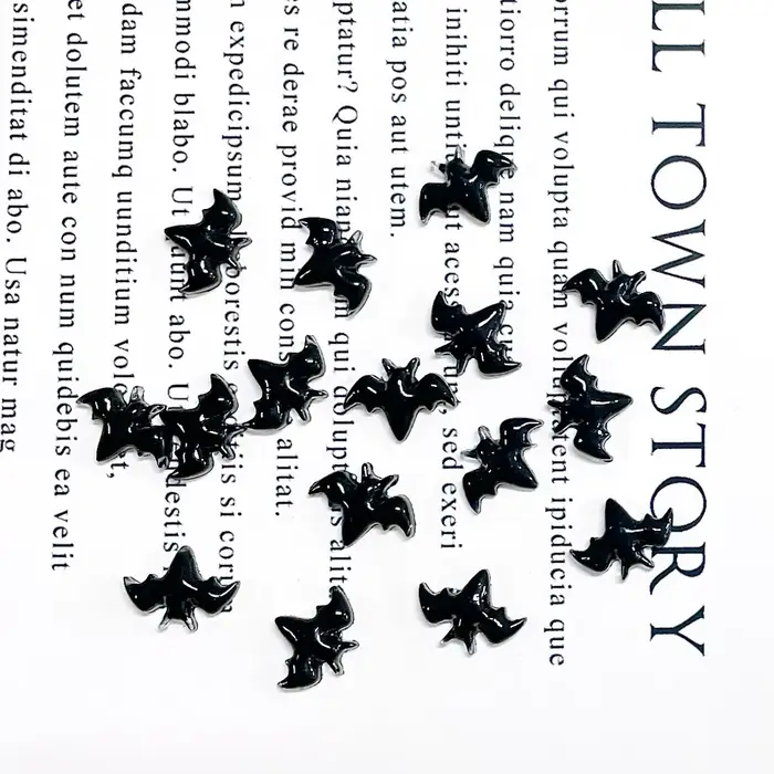 Halloween Nail Art brillant noir chauve-souris