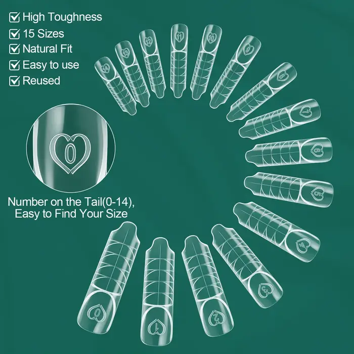 Nailpop Space Nail Dual Forms 15 Tailles Formes à ongles pour extension de gel poly Réutilisables Ma