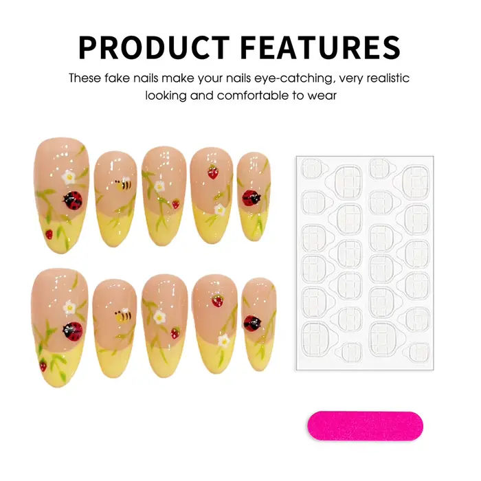 10 faux ongles press-on faits main