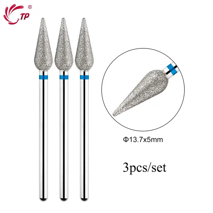TP 3 pièces/ensemble forets à ongles diamant flamme 3/32 ''embouts de lime électrique russe fraise p