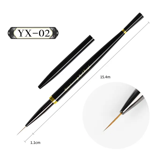 Brosse à ongles noire, brosse à Gel pour manucure, stylo d'extension de Gel UV acrylique, poisson, v