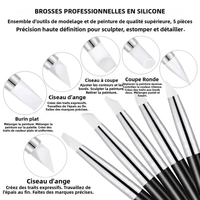Ensemble de 28 pièces pour nail art – 15 pinceaux + 5 outils de pointillage/sculpture + 5