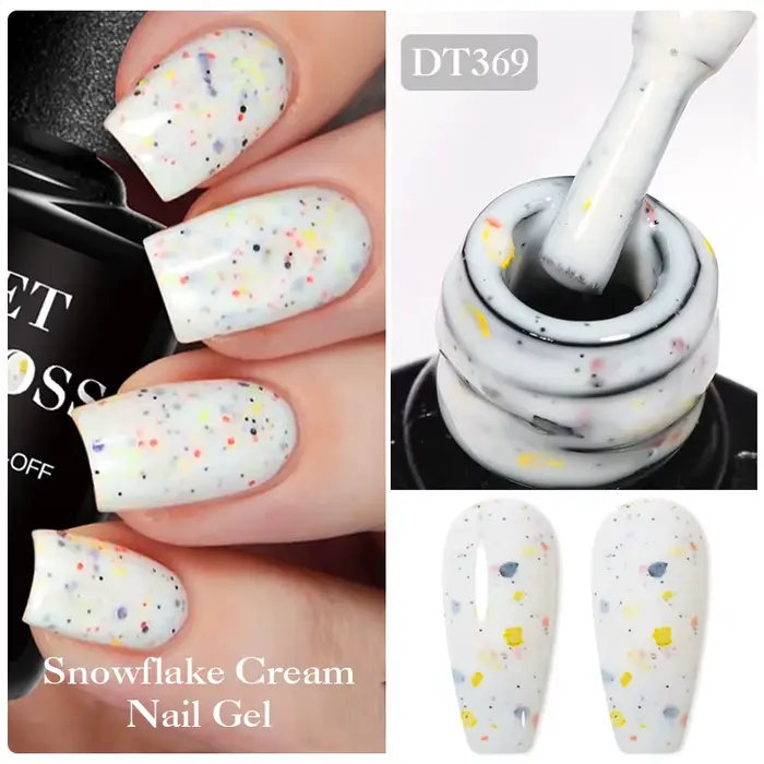 8pc flocon de neige couleur crème Gel vernis ensemble