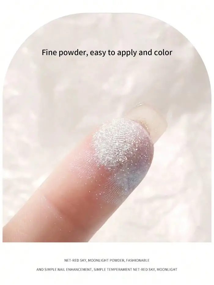 1 boîte de poudre à ongles miroir clair de lune argent paillettes fines effet métallique Pigment Gel vernis Chrome