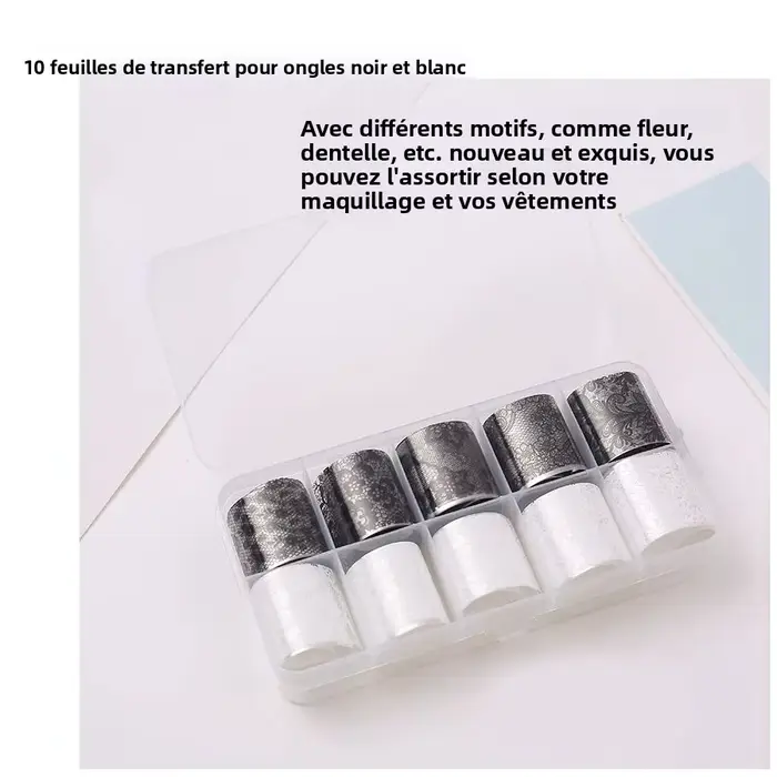 Feuille de transfert de dentelle noire et blanche