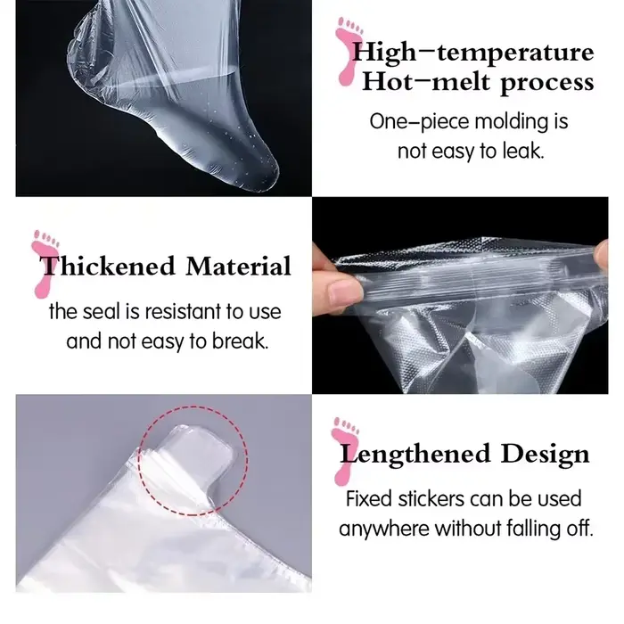 100 couvre-pieds jetables hygiéniques transparents anti-infection pour pédicure