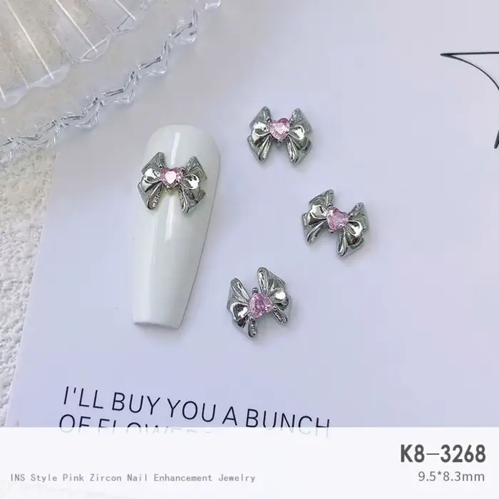 Breloques de luxe légères pour ongles, cœur aimant, Style japonais, bijou rose, décoration d'ongles 
