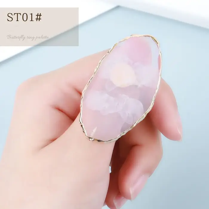 Rim Agate Finger Ring Painting Palette, Foundation, Assad Pigment Holder, Nail Art Plate, Tips, Nail