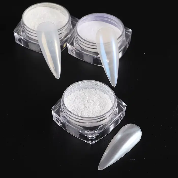 Lune clair de lune perle blanc ongles paillettes poussière Chrome Aurora blanc frottant sur poudre coquille miroir Pigment Nail Art fournitures décoration