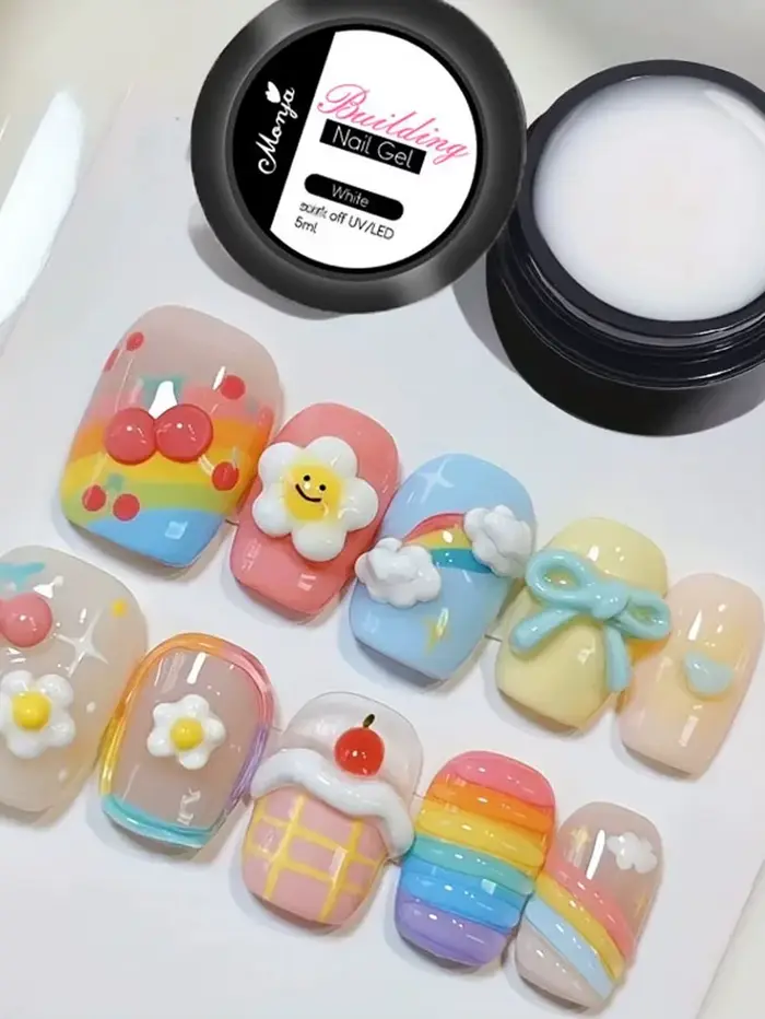 5G cristal doux solide Extension ongles Gel clair NudePink Aerylie sculpture fleur gelée façonnage DlY modèle manucure