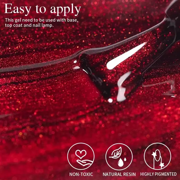 Vernis à ongles gel magnétique rouge rubis super brillant 7