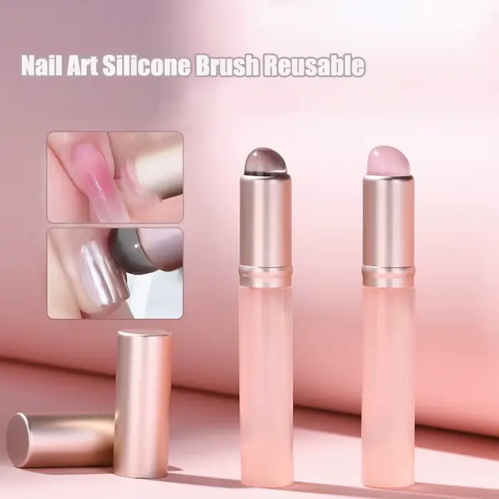Pinceau en silicone rose gelée pour nail art