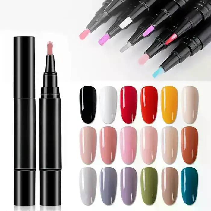 1 pièce Stylo de vernis à ongles gel UV semi-permanent, base et top coat, couleur pure, pour nail art, vernis gel hybride néon