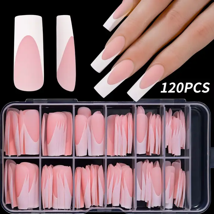 Faux ongles carrés extra longs pour extension d'ongles, couverture complète, gel souple, rose nude,