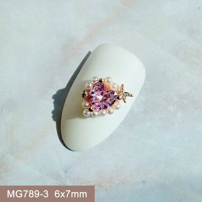 10 pièces saint valentin amour coeur marin lune Nail Art pièces Zircon cristal manucure ongles acces