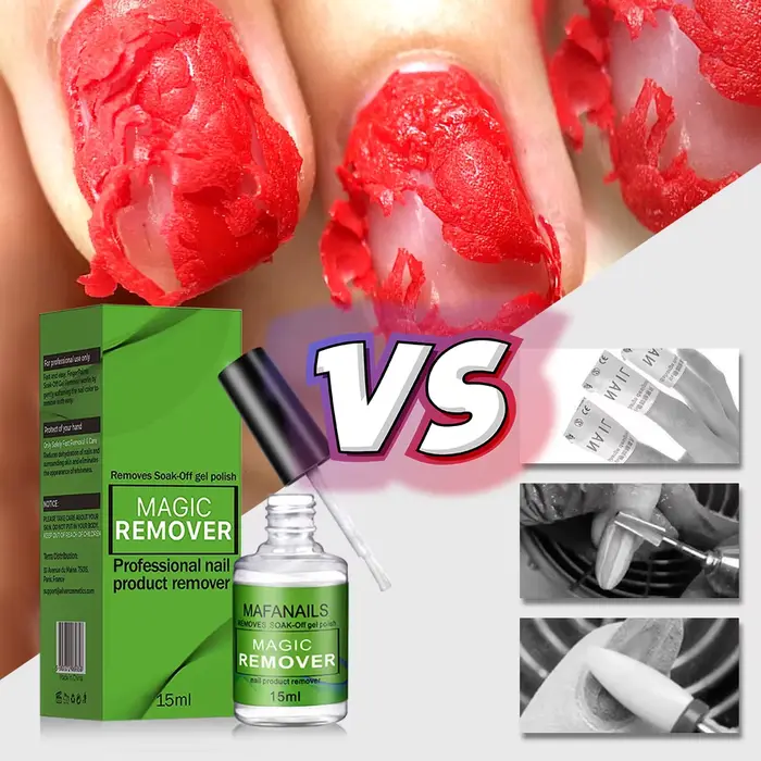Dissolvant de vernis à ongles Gel magique de 15ml + poussoir à cuticules