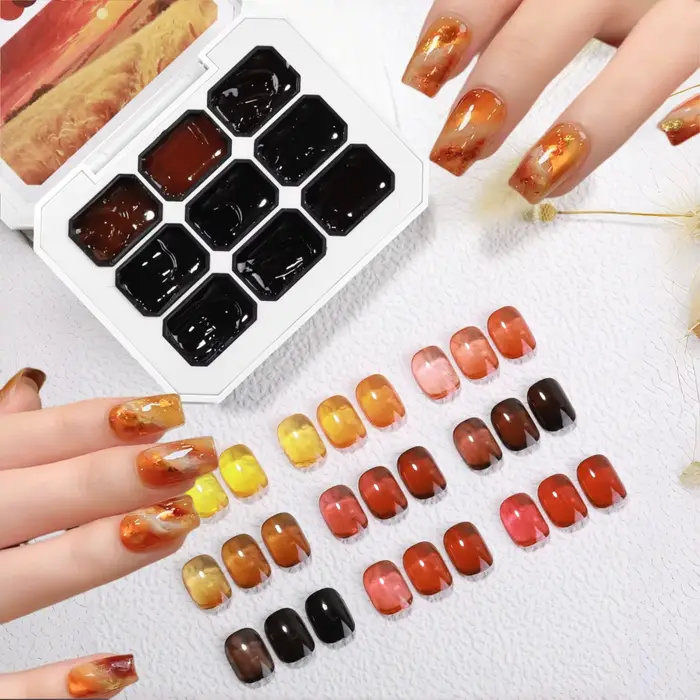Vernis à ongles gel solide gelée ambre 9 couleurs