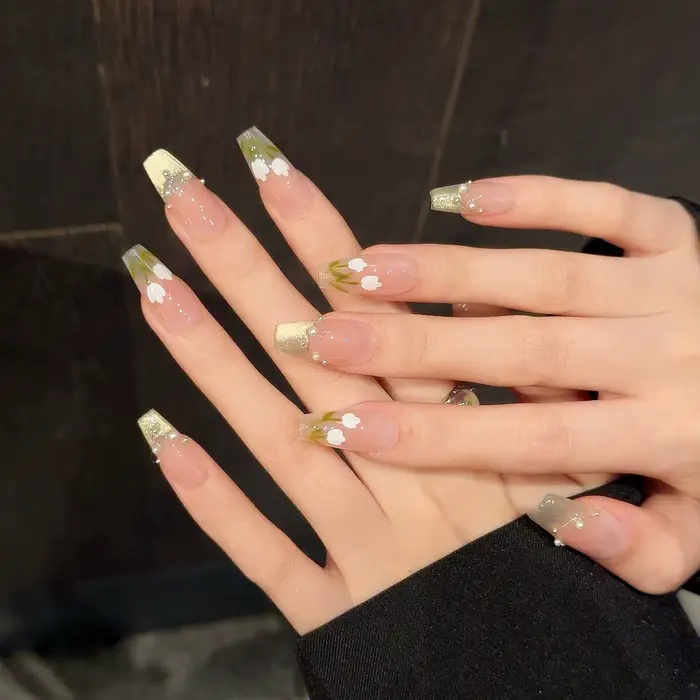 10 pièces oeil de chat faux ongles faits à la main avec perle longue amande couverture complète poin