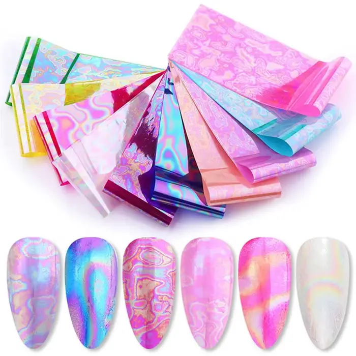10PCS Aurora Nail Foil holographique