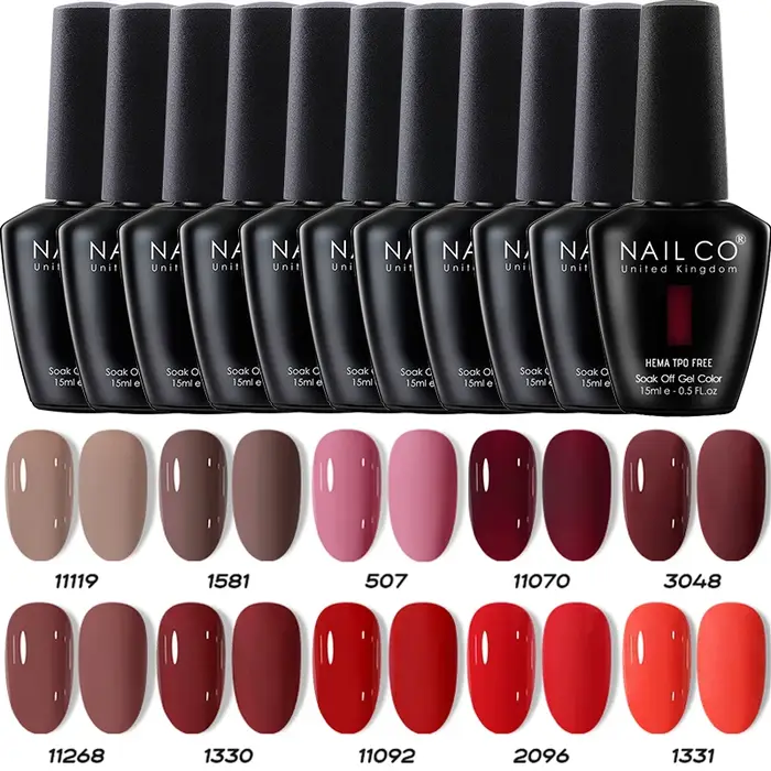 NAILCO 15ml Vernis à Ongles Gel Semi-Permanent UV pour Nail Art, Manucure, Base et Top Coat, Produits et Fournitures pour Ongles