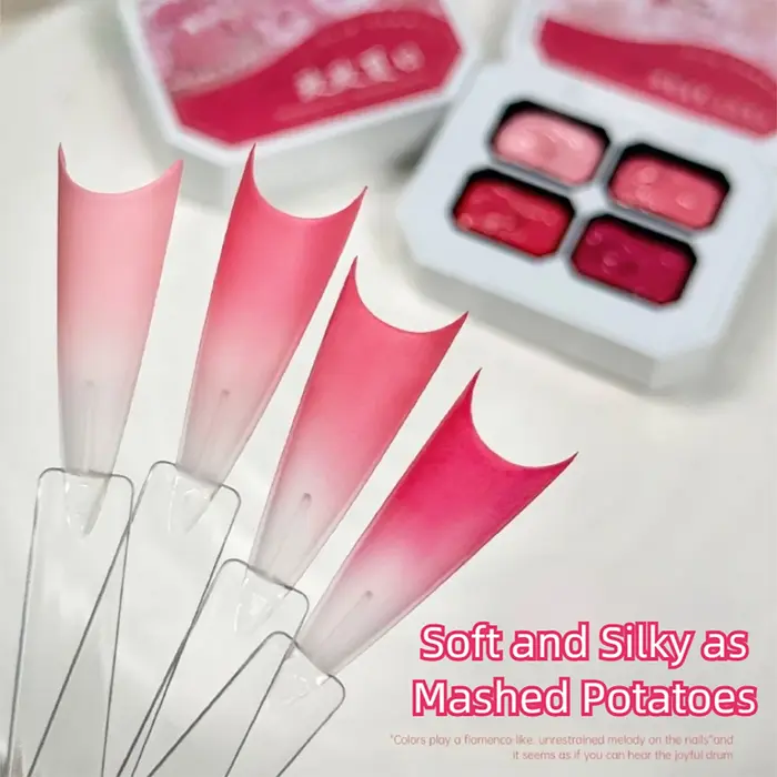 MIANEL 2026 Nouvelle Série de Gels Blush Rose Pat Pat Été, Palette 4 Couleurs Sans Résidu, Haute Saturation pour Nail Art Ombré