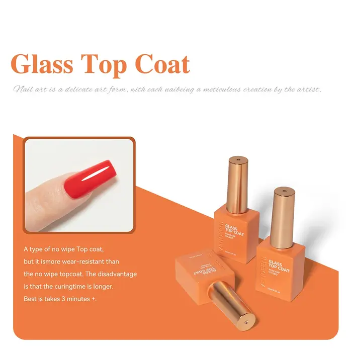 Vendeeni 15ml Gel de finition pour ongles en verre résistant aux rayures, vernis gel cristal UV LED, top coat résistant aux rayures.