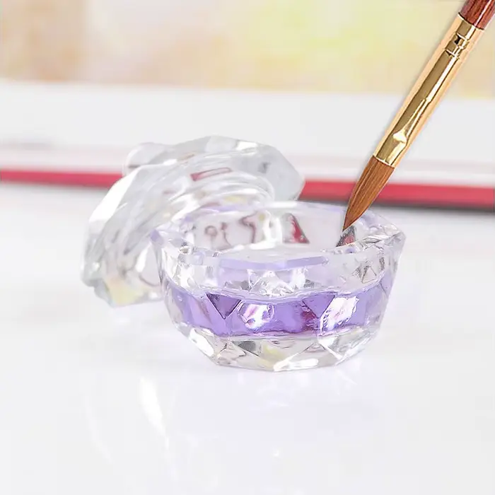 Tasse en verre pour Nail Art avec couvercle pour liquide acrylique