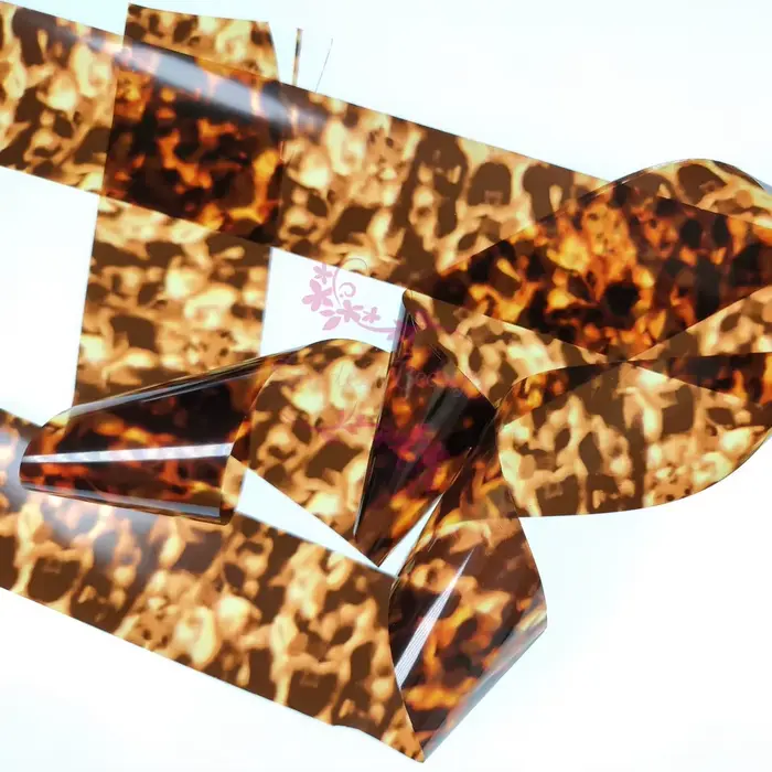 1 Rouleau 100M*4CM Film de Transfert Translucide Motif Écaille de Tortue Ambre, Papier Ciel Étoilé p