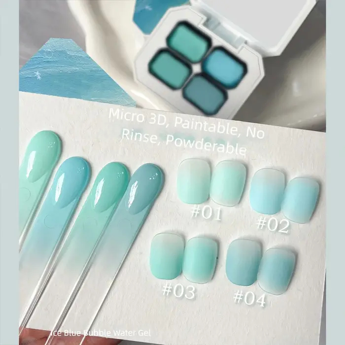 MIANEL 2026 Vernis à Ongles Gelée Transparente Menthe Glacée Bleu Vert Effet Bulles Glacées Longue Durée Haute Brillance pour Ongles Bleus
