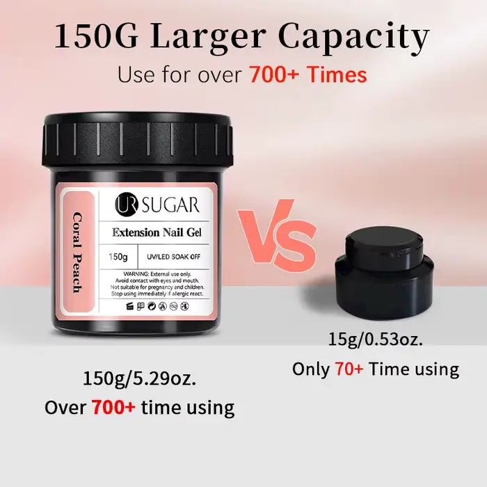 UR SUGAR 150g Gel d'extension d'ongles en acrylique, formule UV durcissable, pour manucure rapide, construction et auto-nivellement des ongles