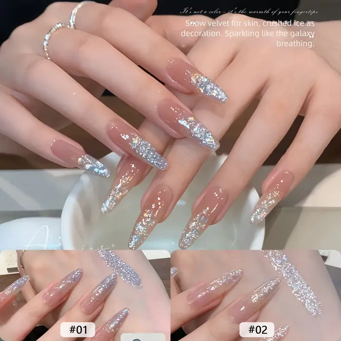 MIANEL 10ml Gel à ongles scintillant effet velours neige 2026 – Vernis ultra-brillant transparent pour manucure professionnelle éclatante en salon