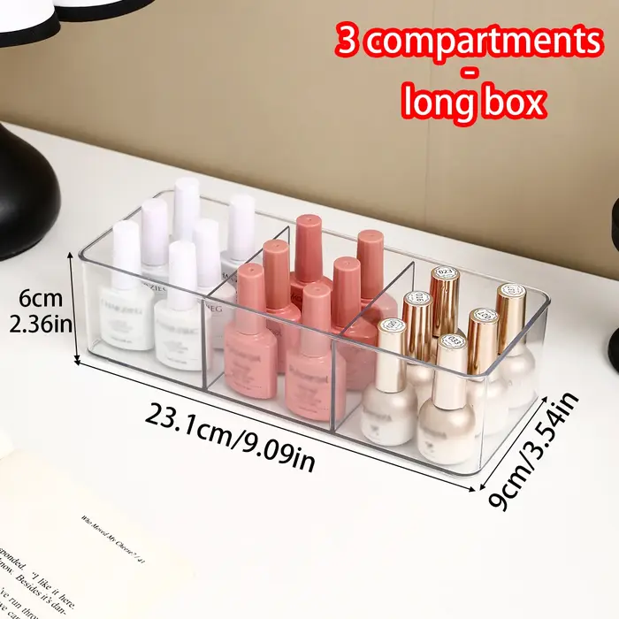 1 pièce Boîte de rangement et présentoir à vernis à ongles en acrylique à trois compartiments