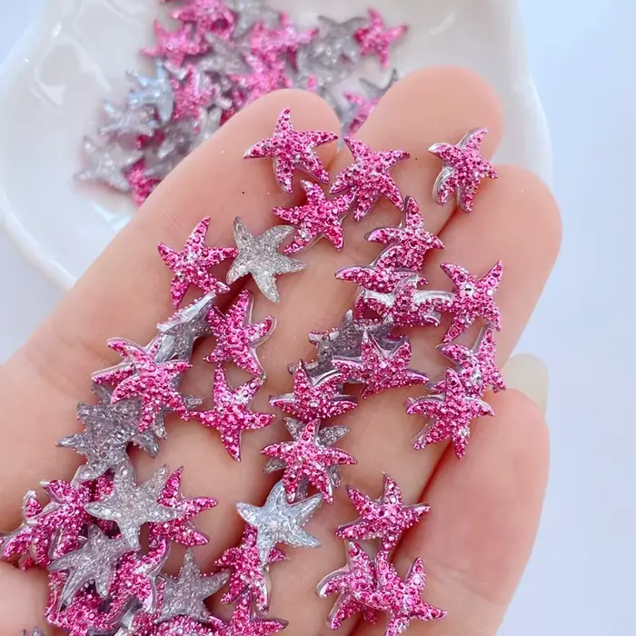 100 pièces/sac Kawaii Mini étoiles colorées 3D mignon Nail Art décorations Macaron ongles breloques