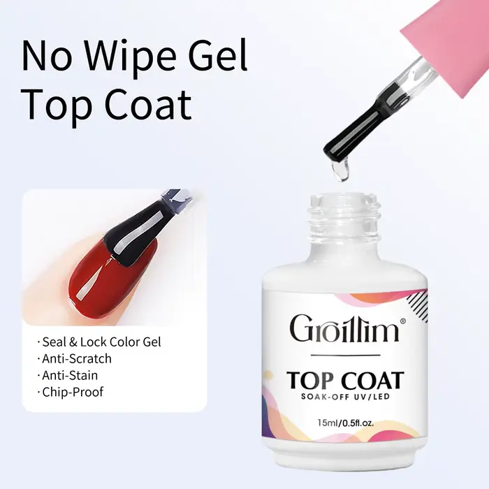 Kit de démarrage de vernis à ongles en gel sans essuyage Groillim 15 ml - / Kit