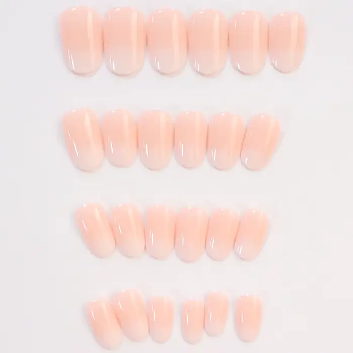 24 pièces presse sur ongles court amande rose couleur bonbon blanc Gradation Nail Art paillettes fau