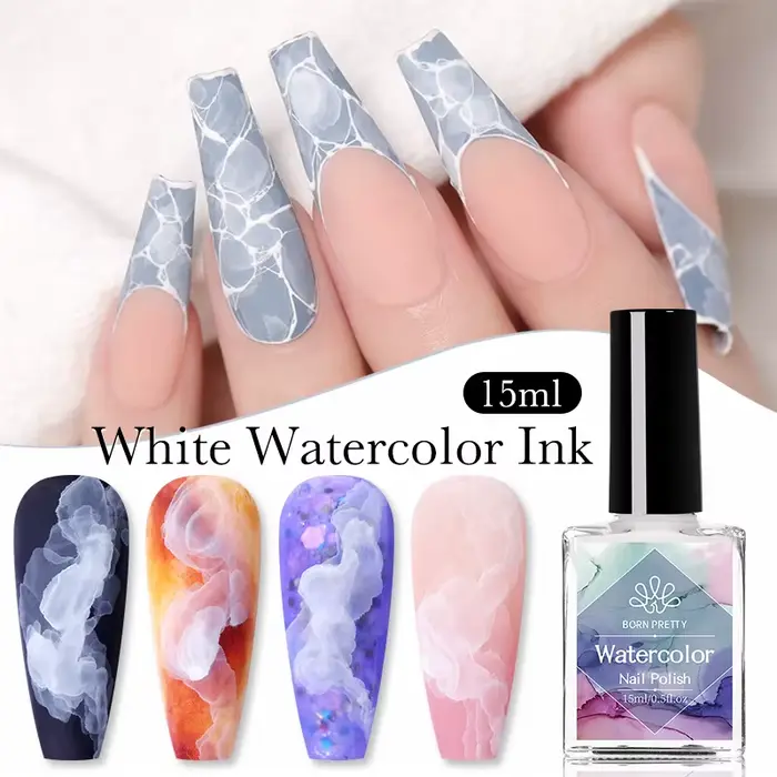 BORN PRETTY – vernis à ongles blanc, aquarelle, encre pour ongles, Design naturel, séchage à l'air l