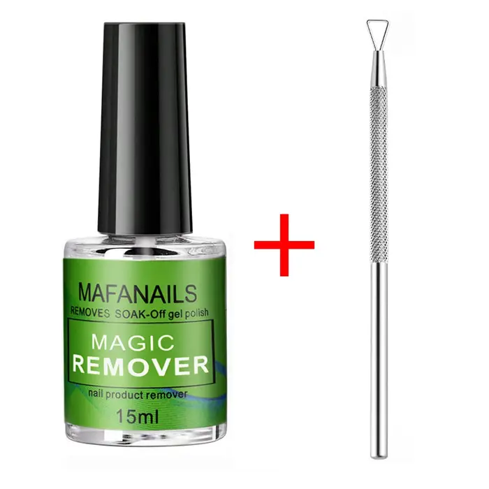 Dissolvant de vernis à ongles Gel magique de 15ml + poussoir à cuticules
