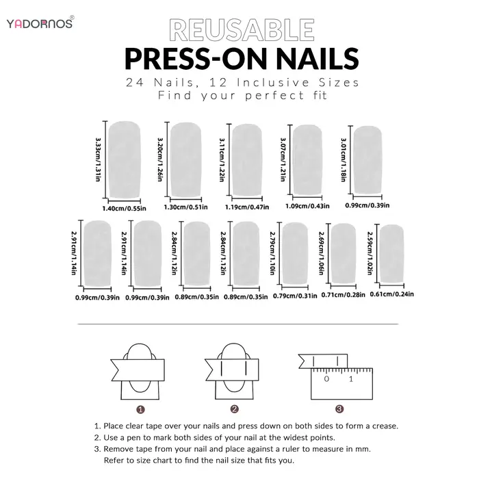24 faux ongles longs carrés