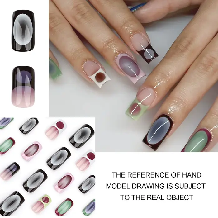 24 faux ongles de style français à effet dégradé